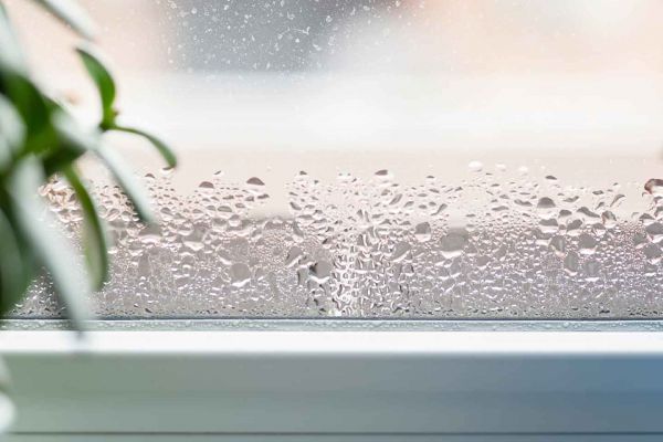 Kondenswasser an der Fensterscheibe