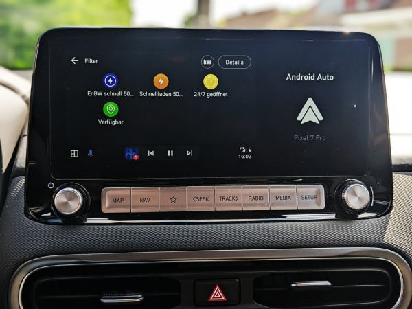 Schnellfilteransicht in der EnBW mobility+ App in Android Auto