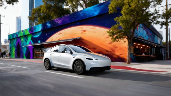 Tesla Model Y in der Stadt