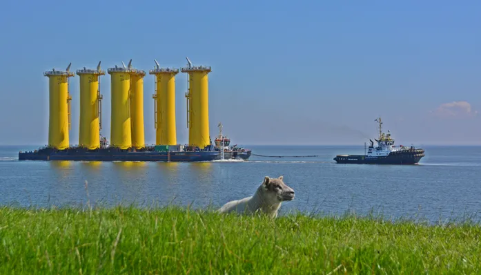 Transport of the transition pieces for the He Dreiht offshore wind farm_Source EnBW / Magnus Reinke OIM